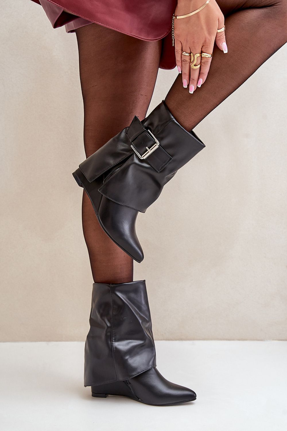 Botine cu talpă tip pană model 203528 Step in style