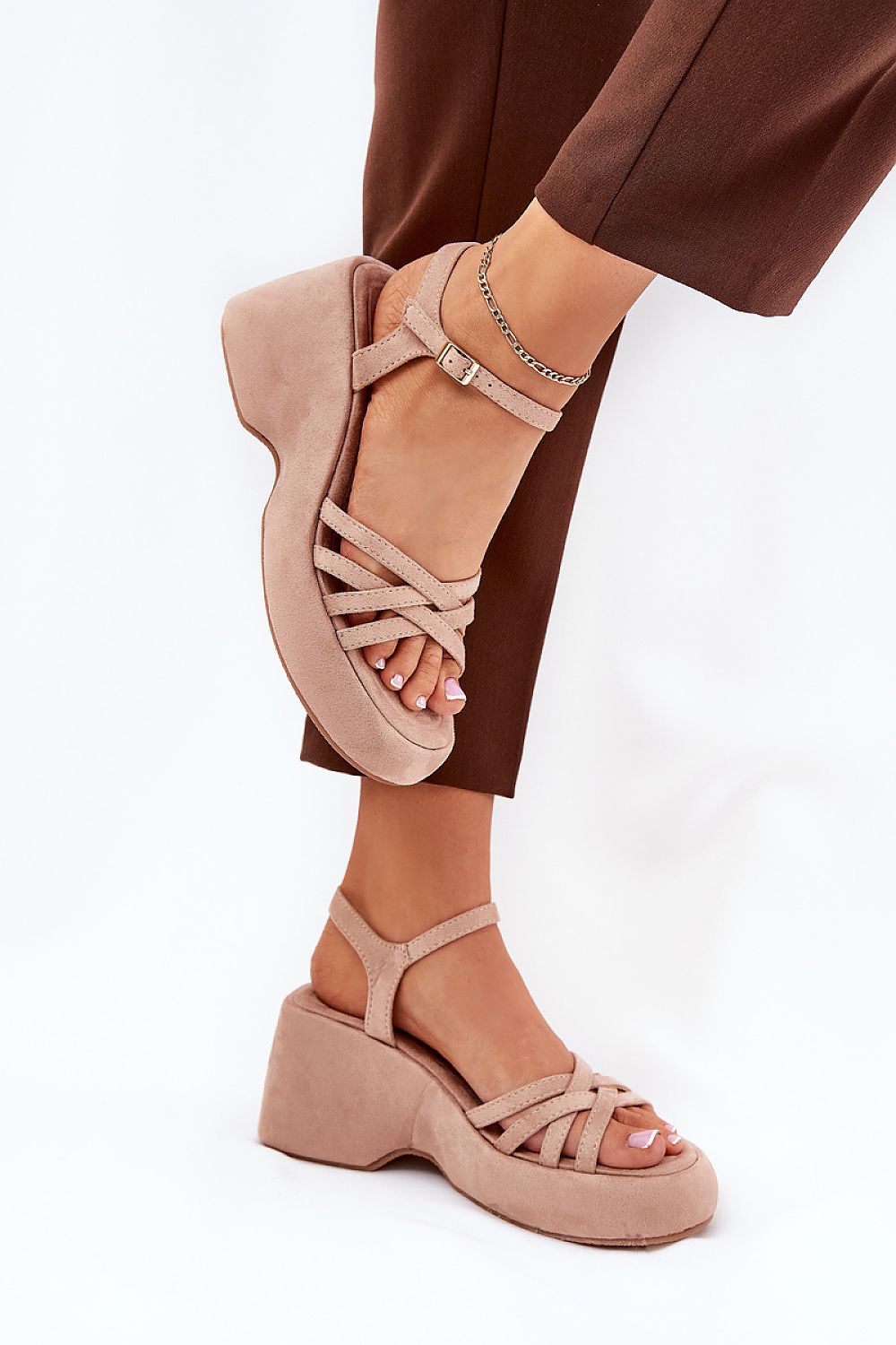 Sandale cu talpă tip pană model 209914 Step in style